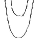 4mm Matte Hematite Round Bead Necklace with Light Pink Thread and Oxidized Silver Handmade Clasp
