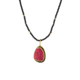 Watermelon Tourmaline Pendant in 18k Yellow Gold