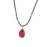 Watermelon Tourmaline Pendant in 18k Yellow Gold