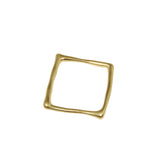 Organic Thin Square Ring in Brass