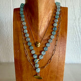 Aquamarine Beaded Necklace with 18k Pip Toggle Clasp
