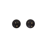 Round Areng Wood Plug Earrings with 18k Yellow Gold