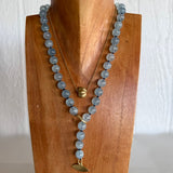 Aquamarine Beaded Necklace with 18k Pip Toggle Clasp