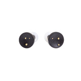 Round Areng Wood Plug Earrings with 18k Yellow Gold