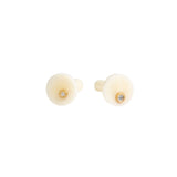 Round Bone Plug Earrings with Diamonds in 22k Yellow Gold