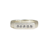 Channel Ring in Textured Silver with Grey Diamonds