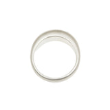 High Domed Ring in Brushed Silver Ring With Grey Diamond