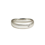 High Domed Ring in Brushed Silver Ring With Grey Diamond