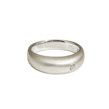 High Domed Ring in Brushed Silver Ring With Grey Diamond