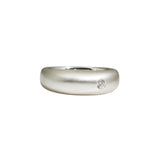 High Domed Ring in Brushed Silver Ring With Grey Diamond