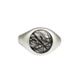 Tourmalinated Quartz Ring in Brushed Silver