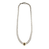 Salt and Pepper Rose Cut Diamond Curb Chain Necklace in Brushed Silver