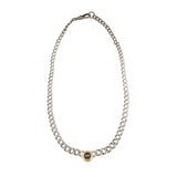 Salt and Pepper Rose Cut Diamond Curb Chain Necklace in Brushed Silver