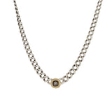 Salt and Pepper Rose Cut Diamond Curb Chain Necklace in Brushed Silver
