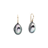 Blue Natilus Pearl Earrings In Oxidized Silver
