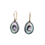 Blue Natilus Pearl Earrings In Oxidized Silver