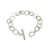 Small Oval Chain Bracelet with Toggle Clasp in Silver with Diamonds