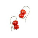 Double Coral Earrings in 18k White Gold