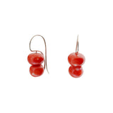Double Coral Earrings in 18k White Gold
