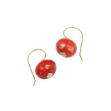 Lantern Coral Earrings in 18k Yellow Gold