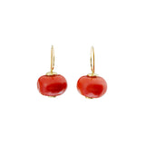 Lantern Coral Earrings in 18k Yellow Gold