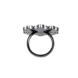 Bubble Ring in Oxidize Silver with 7 diamonds