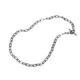 Oval Link Necklace with Toggle Clasp in Oxidized Silver with Diamonds - 20"
