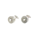 Circle Cuff Links in Silver with Freshwater Pearls