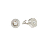 Circle Cuff Links in Silver with Freshwater Pearls
