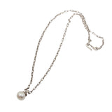 White Pearl Necklace in Oxidized Silver
