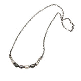 Yin Yang Pearl Necklace in Oxidized Silver
