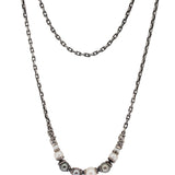 Yin Yang Pearl Necklace in Oxidized Silver