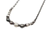 Yin Yang Pearl Necklace in Oxidized Silver