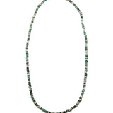 4mm Emerald Beaded Necklace in Oxidized Silver