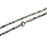 4mm Emerald Beaded Necklace in Oxidized Silver