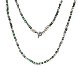 4mm Emerald Beaded Necklace in Oxidized Silver