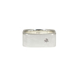 Square Peg Ring in Brushed Silver with 2.6mm Diamond