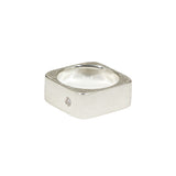 Square Peg Ring in Brushed Silver with 2.6mm Diamond