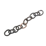 Textured Organic Shape Link Bracelet in Oxidized Silver and 14k Rose Gold with Lavender and White Sapphires