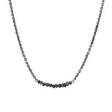 Rough Diamond Bar and Cable Chain Necklace in Oxidized Silver