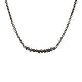 Rough Diamond Bar and Cable Chain Necklace in Oxidized Silver