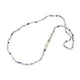 Dumorterite in Quartz 6mm Round Bead Necklace with Sculptural Clasp and Disc Bead in Brushed Silver