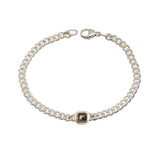 Salt and Pepper Diamond ID Style Curb Chain Bracelet