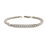 Topography Organic ID Bracelet with Grey Diamonds in Brushed Silver