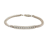 Topography Organic ID Bracelet with Grey Diamonds in Brushed Silver
