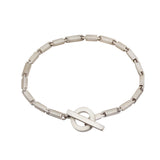 Box Link Chain Bracelet in Brushed Silver