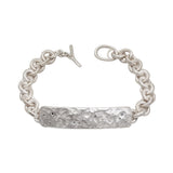 ID Bracelet in Brushed Silver with Grey Diamonds