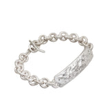 ID Bracelet in Brushed Silver with Grey Diamonds