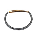 Forged Men's Cuff Bracelet in Ancient Bronze & Oxidized Silver with Grey Diamond