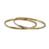 Oval Hammered Twist Bangle in Yellow Bronze with (5) Champagne Diamonds